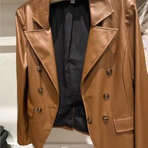 Evereve Women's Brown Double-Breasted Blazer